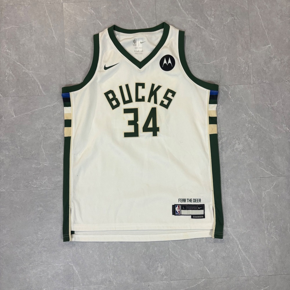 Nike Giannis Antetokounmpo Milwaukee Bucks Youth Jersey White L 14/16 34 NBA